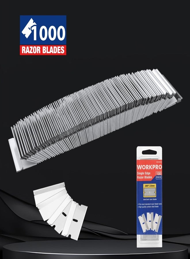 ووركبرو شفرات حلاقة أحادية الحافة من WORKPRO، عبوة من 1000 شفرة، شفرات كاشطة صناعية، شفرات حلاقة أحادية الحافة من الفولاذ عالي الكربون - Image 3